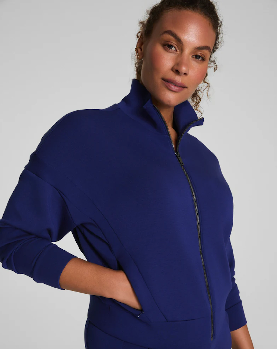SPANX TRACK JACKET IN MIDNIGHT IRIS