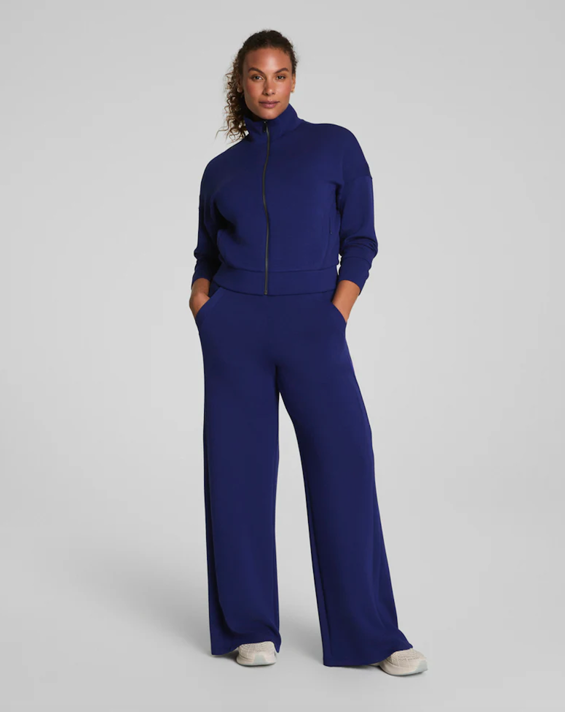 SPANX TRACK JACKET IN MIDNIGHT IRIS