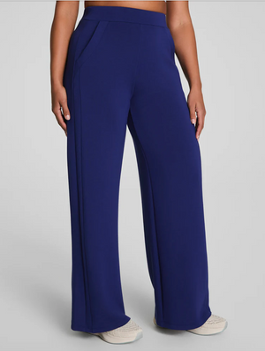 SPANX WIDE LEG TRACK PANT IN MIDNIGHT IRIS