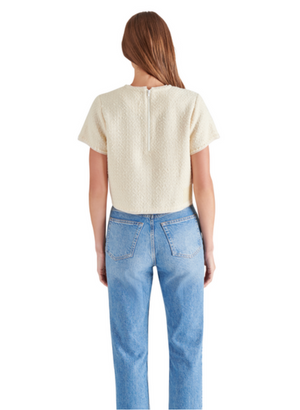 STEVE MADDEN ADDIE TWEED CROP TOP IN CREAM