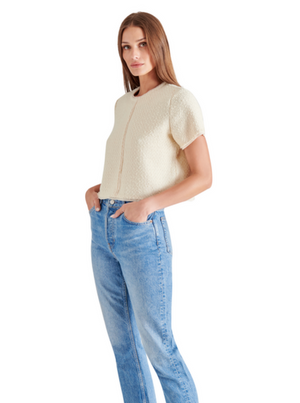 STEVE MADDEN ADDIE TWEED CROP TOP IN CREAM