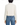 Person wearing a white ribbed sweater and blue jeans on a white background
