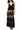 Black lace dress worn by a model on a white background