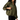 A woman wearing an olive green satin zip-up jacket with a subtle jacquard pattern, paired with black pants and carrying a black handbag, set against a plain white background.