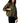 A woman wearing an olive green satin zip-up jacket with a subtle jacquard pattern, paired with black pants and carrying a black handbag, set against a plain white background.