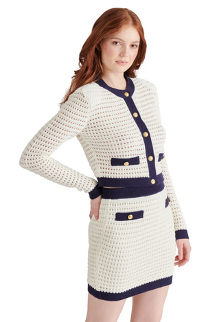 STEVE MADDEN CASETTE CARDIGAN IN ANTIQUE WHITE