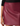A close-up of a person wearing a shiny burgundy faux-leather mini skirt with a black long-sleeve top, cropped to show the hand and torso.
