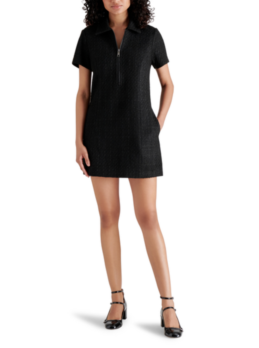 STEVE MADDEN CODA TWEED DRESS IN BLACK