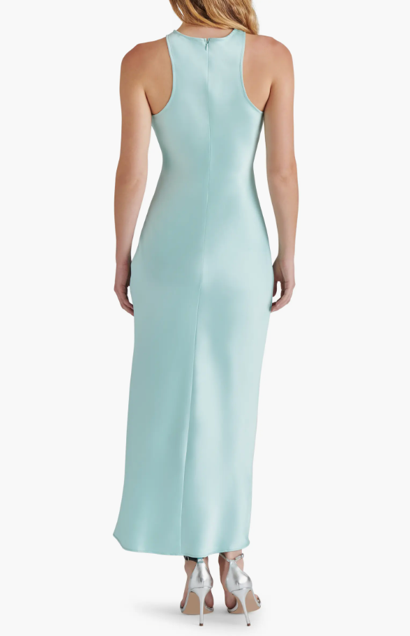 STEVE MADDEN DIANE RACERBACK SATIN MAXI DRESS IN LAPIS