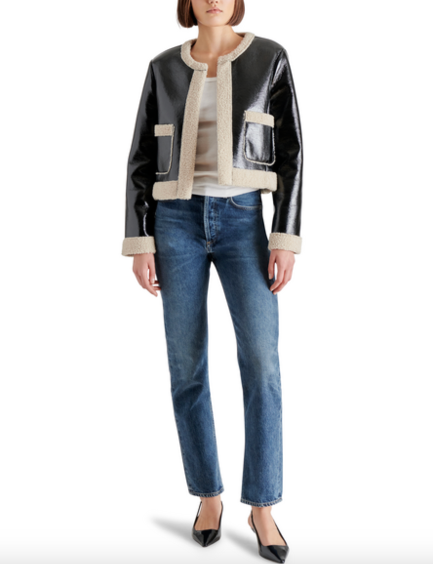 STEVE MADDEN FIENNE JACKET IN BLACK PATTEN