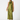 A model wears a sleeveless olive green halter-neck maxi dress with a white polka dot pattern and a matching neck scarf, holding a small beige clutch against a plain white studio background.