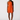 Woman wearing an orange dress with a white pattern on a white background