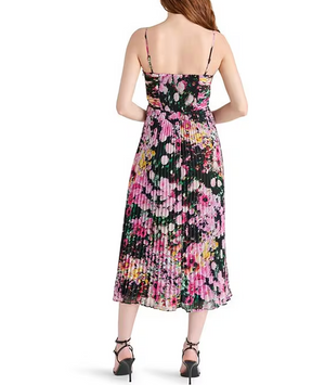 STEVE MADDEN RAY FLORAL MIDI DRESS IN BLACK