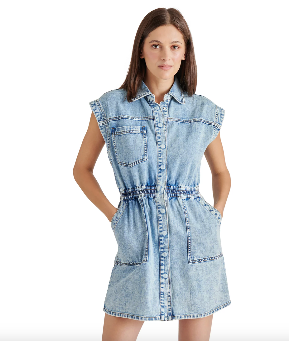 STEVE MADDEN ROBBIE DRESS IN MINERAL BLUE