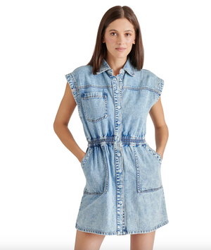 STEVE MADDEN ROBBIE DRESS IN MINERAL BLUE