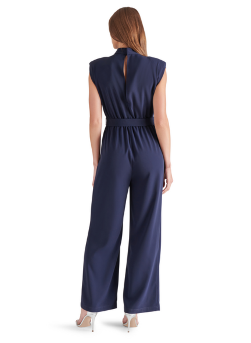 STEVE MADDEN SILVETTE JUMPSUIT IN NAVY MARINE