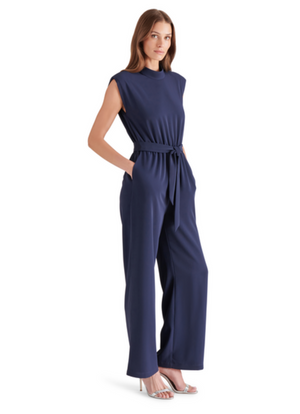 STEVE MADDEN SILVETTE JUMPSUIT IN NAVY MARINE