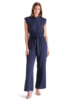 STEVE MADDEN SILVETTE JUMPSUIT IN NAVY MARINE