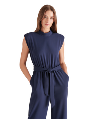 STEVE MADDEN SILVETTE JUMPSUIT IN NAVY MARINE