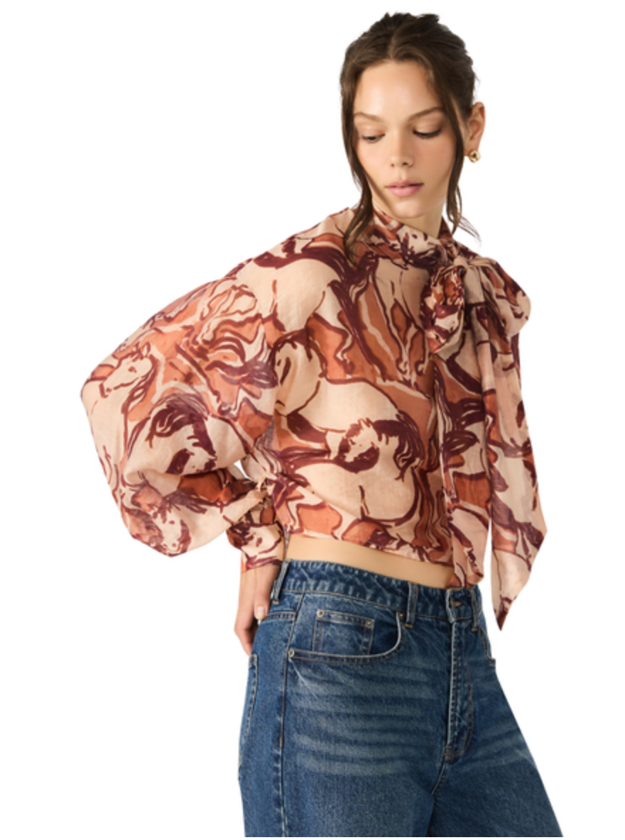 STEVE MADDEN SUTTON HORSE PRINT BLOUSE