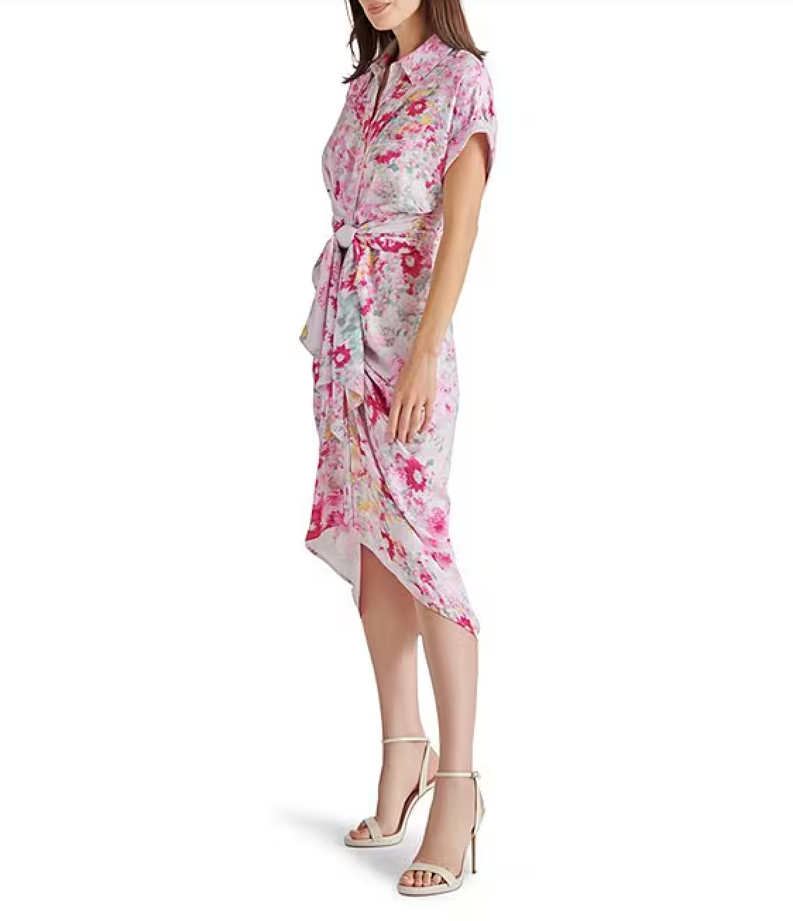 STEVE MADDEN TORI SATIN MIDI DRESS IN PINK HYDRANGEA