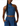 Woman wearing a blue striped halter top and skirt on a white background
