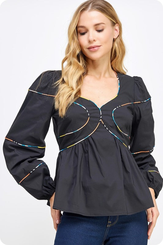 BRYANT POPLIN BLOUSE IN BLACK