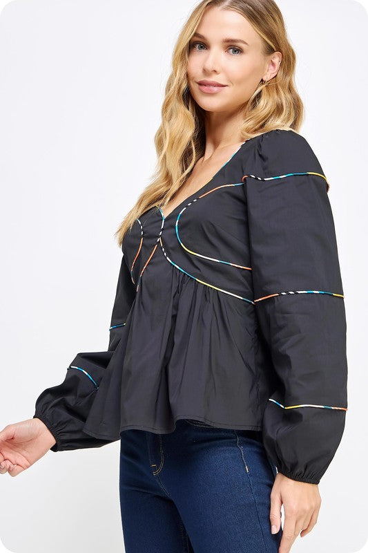 BRYANT POPLIN BLOUSE IN BLACK