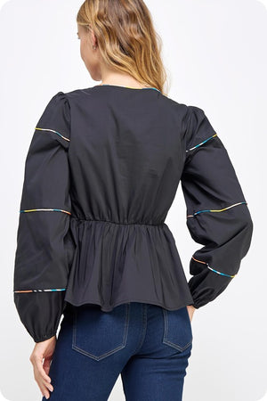 BRYANT POPLIN BLOUSE IN BLACK