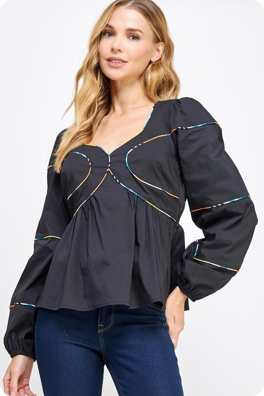 BRYANT POPLIN BLOUSE IN BLACK