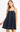 CONTRAST STITCH TIE BACK SWING MINI DRESS IN BLACK