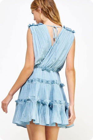 FARAH PLEATED DRESS IN CHAMBRAY