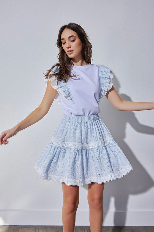 NIXIE TIERED SKIRT IN POWDER BLUE
