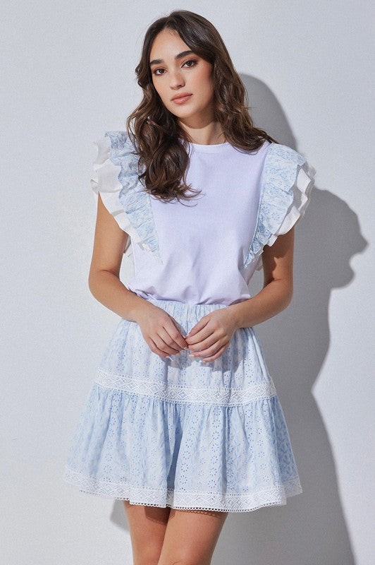 NIXIE TIERED SKIRT IN POWDER BLUE
