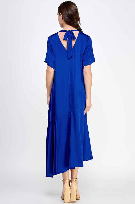 TERESA SATIN MIDI DRESS IN ROYAL BLUE