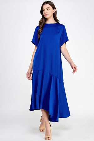 TERESA SATIN MIDI DRESS IN ROYAL BLUE