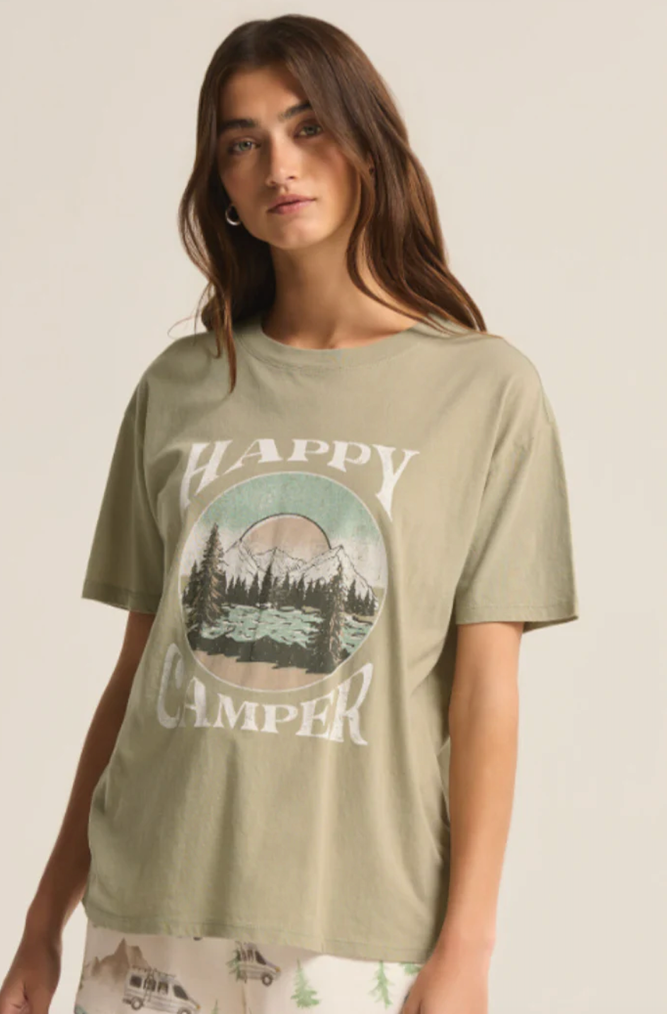 Z SUPPLY HAPPY CAMPER BOYFRIEND TEE IN MEADOW