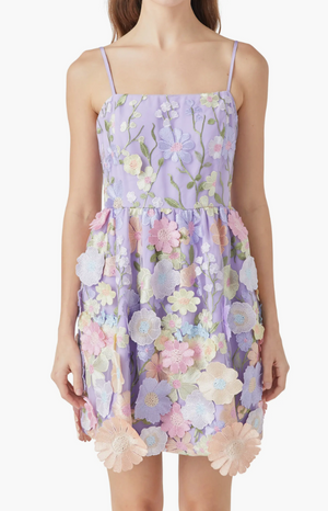 ROSE FLORAL DRESS IN LILAC