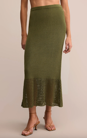 Z SUPPLY HAVEN SWEATER KNIT MIDI SKIRT IN FERN