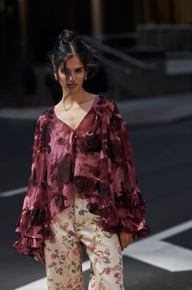 FREE PEOPLE DAY DREAMING BLOUSE IN ROSE COMBO
