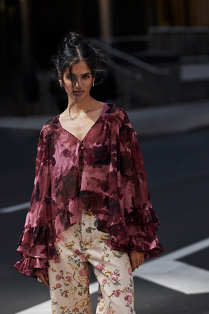 FREE PEOPLE DAY DREAMING BLOUSE IN ROSE COMBO