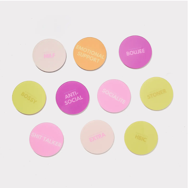 PARTY PERSONALITY COASTERS SET OF 10