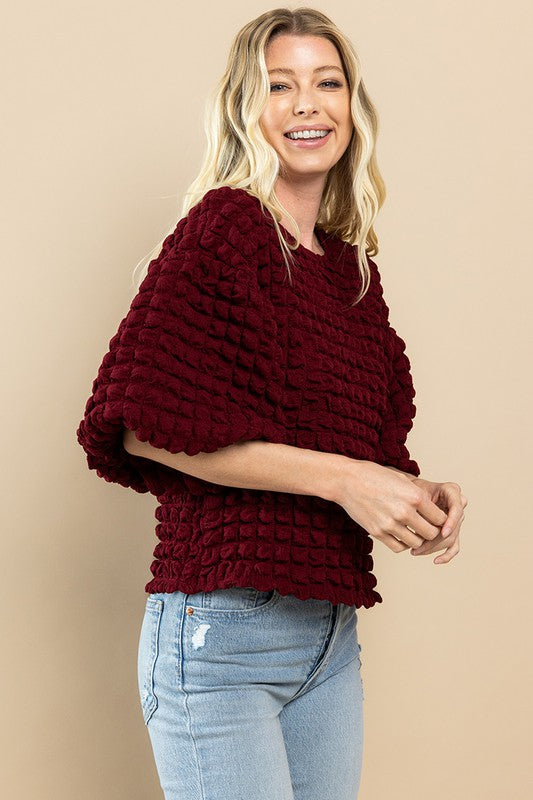 BECKETT BUBBLE TOP IN CRIMSON