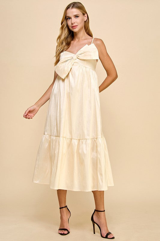 BELLE BOW MIDI DRESS IN CREAM