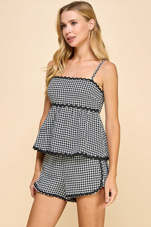 LYNN HOUNDSTOOTH TOP IN BLACK