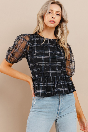 STACEY PUFF SLEEVE TOP IN BLACK