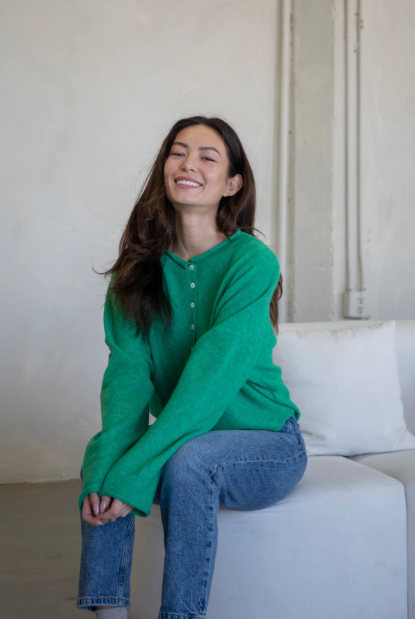 PIPER CARDIGAN IN KELLY GREEN