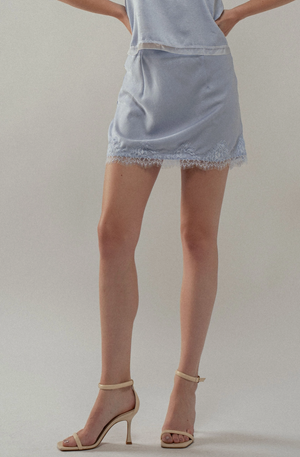 CELESTE LACE MINI SKIRT IN POWDER BLUE