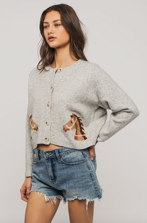 DAKOTA HORSE CARDIGAN IN GRAY