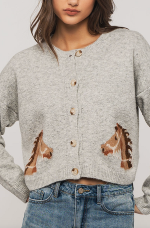 DAKOTA HORSE CARDIGAN IN GRAY